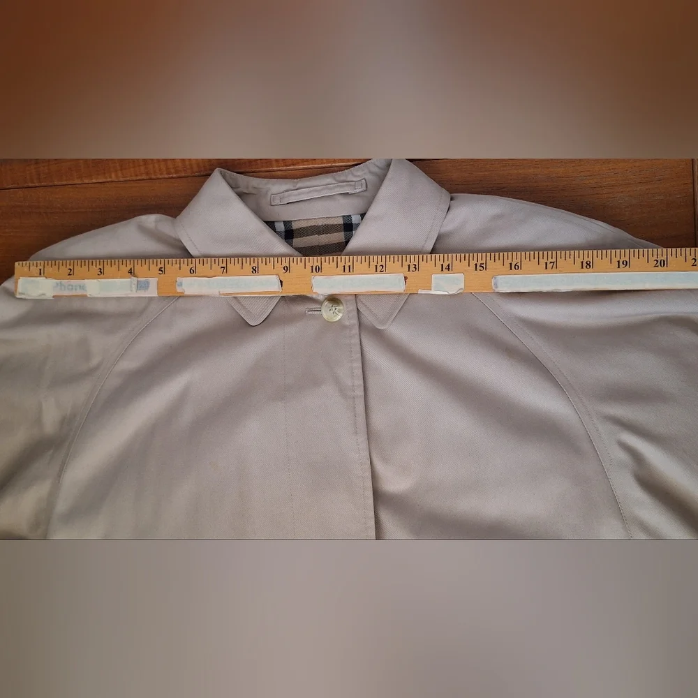Vintage Burberry Trench Coat COA Authenticated Belted Mid Long Beige Womens 12 - Picture 14 of 16